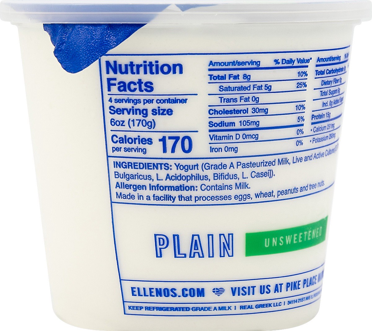 slide 3 of 4, Ellenos Greek Unsweetened Plain Yogurt 24 oz, 