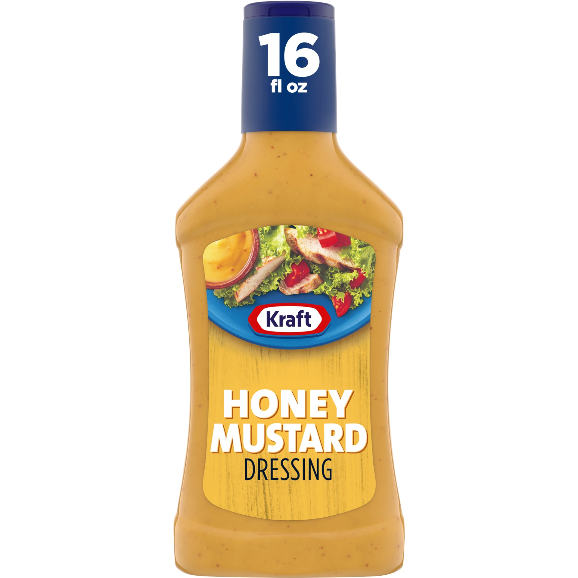 slide 1 of 7, Kraft Honey Mustard Salad Dressing Bottle, 16 fl oz