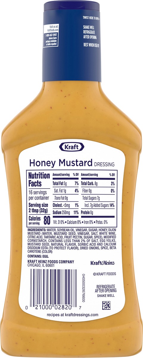 slide 2 of 9, Kraft Honey Mustard Salad Dressing, 16 fl oz Bottle, 16 fl oz