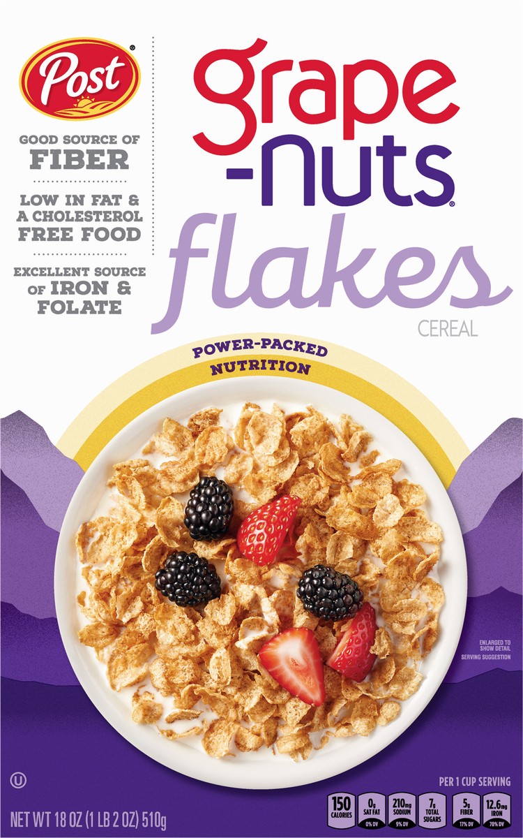 slide 8 of 9, Post Grape Nuts Flakes Breakfast Cereal, 18 OZ Box, 18 oz