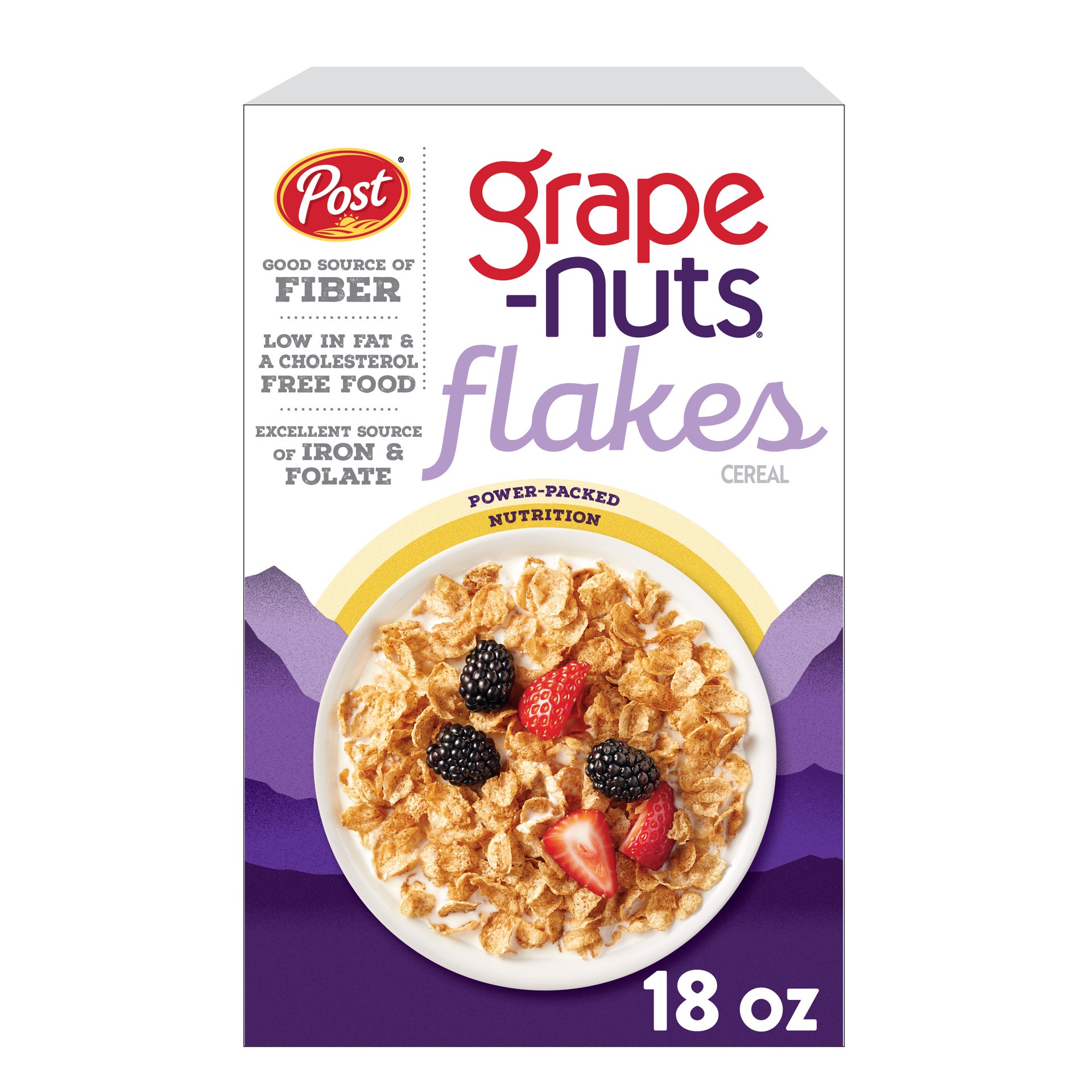 slide 1 of 9, Post Grape Nuts Flakes Breakfast Cereal, 18 OZ Box, 18 oz