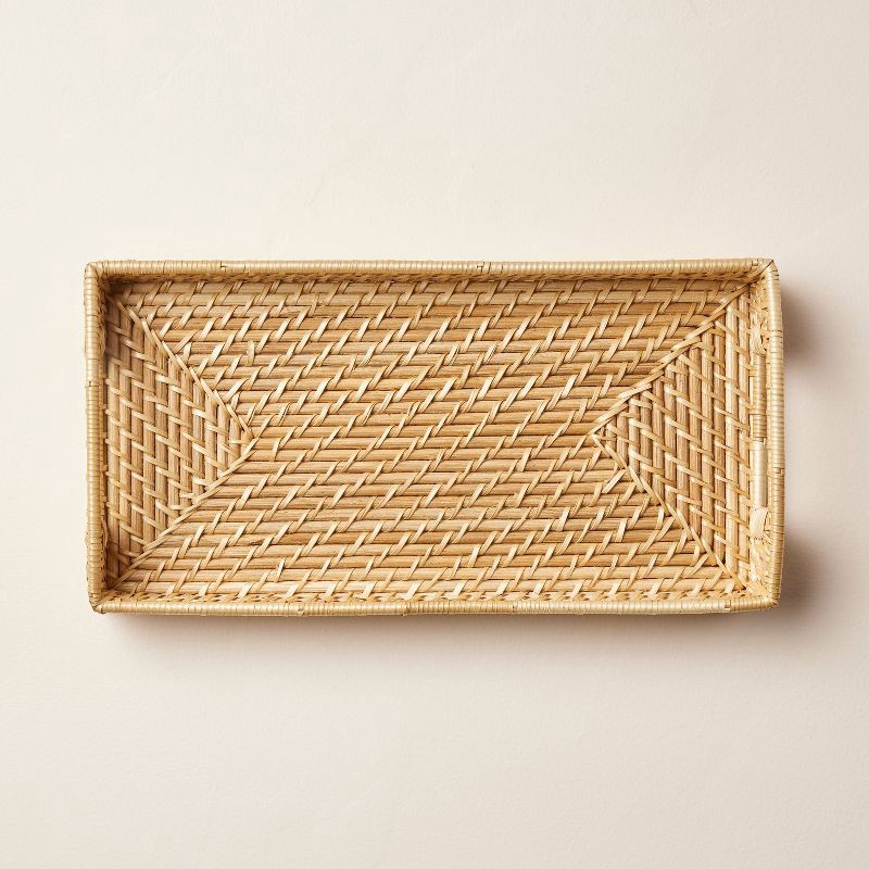 slide 3 of 4, Hearth & Hand with Magnolia 7"x14" Natural Woven Bathroom Tray - Hearth & Hand™ with Magnolia, 1 ct