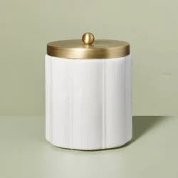 Hearth & Hand with Magnolia Large Milk Glass Bath Canister with Metal Lid Brass Finish - Hearth & Hand™ with Magnolia: Farmhouse Style Storage Container for Bathroom