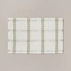 Hearth & Hand with Magnolia 20"x32" Open Plaid Bath Rug Green/Cream - Hearth & Hand™ with Magnolia: Woven Cotton, Machine Washable