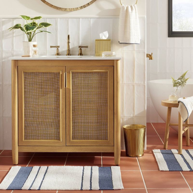 slide 2 of 4, Hearth & Hand with Magnolia Fluted Brass Bathroom Tissue Box Cover Antique Finish - Hearth & Hand™ with Magnolia, 1 ct