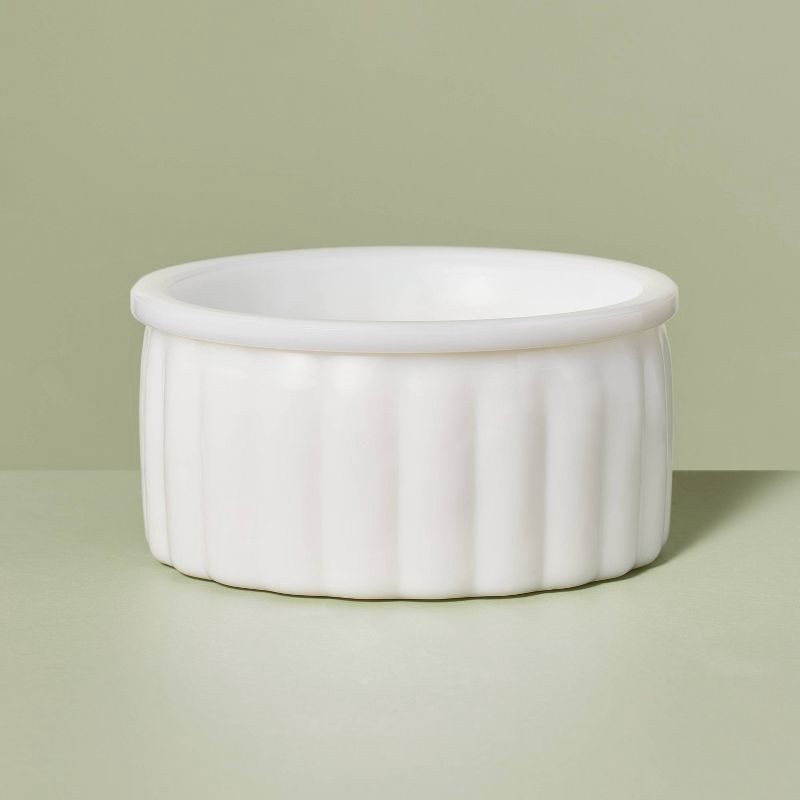 slide 1 of 4, Hearth & Hand with Magnolia Ribbed Milk Glass Bathroom Trinket Dish White - Hearth & Hand™ with Magnolia, 1 ct