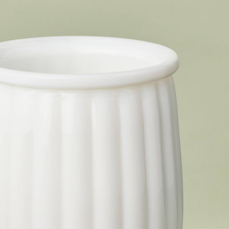 slide 4 of 4, Hearth & Hand with Magnolia Ribbed Milk Glass Bathroom Tumbler White - Hearth & Hand™ with Magnolia: Elegant Vanity Accessory, Hand Washable, 1 ct