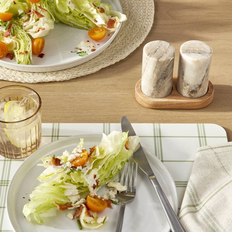 slide 2 of 3, Hearth & Hand with Magnolia 3pc Marble Salt and Pepper Shakers Warm Beige - Hearth & Hand™ with Magnolia, 3 ct