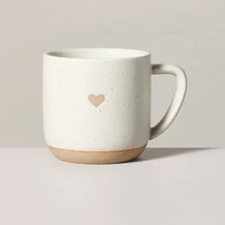 Hearth & Hand with Magnolia 12oz Stoneware Heart Mug Cream/Clay - Hearth & Hand™ with Magnolia: Farmhouse Style, Wax Resist Detail