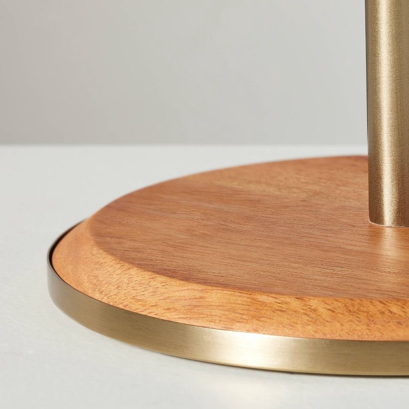 slide 3 of 3, Hearth & Hand with Magnolia Wood & Brass Paper Towel Holder - Hearth & Hand™ with Magnolia, 1 ct