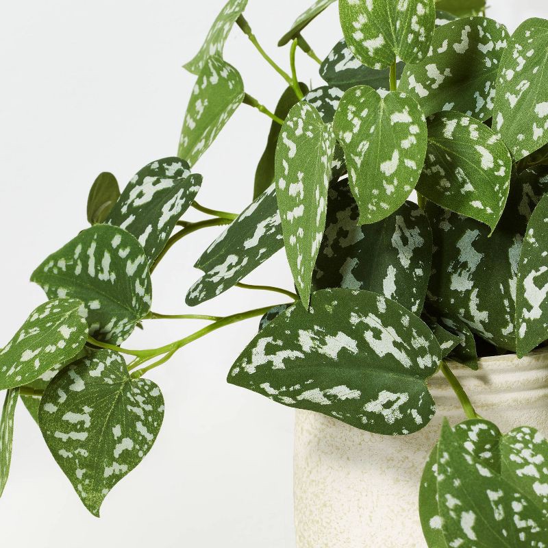 slide 3 of 3, Hearth & Hand with Magnolia 10" Faux Satin Variegated Pothos Plant - Hearth & Hand™ with Magnolia: Indoor Decorative Artificial Foliage in Off-White Pot, 1 ct