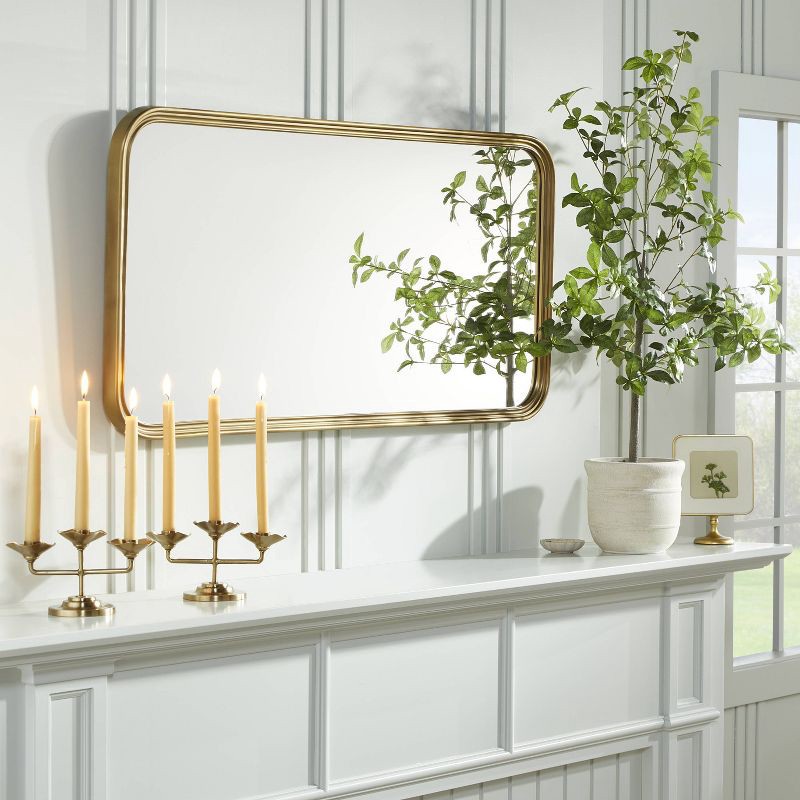 slide 2 of 4, Hearth & Hand with Magnolia 20"x40" Decorative Molding Rectangular Wall Mirror Antique Brass - Hearth & Hand™ with Magnolia, 1 ct