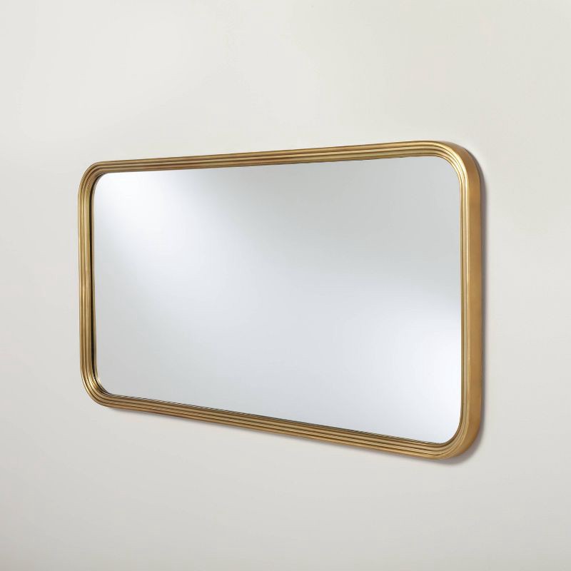 slide 3 of 4, Hearth & Hand with Magnolia 20"x40" Decorative Molding Rectangular Wall Mirror Antique Brass - Hearth & Hand™ with Magnolia, 1 ct