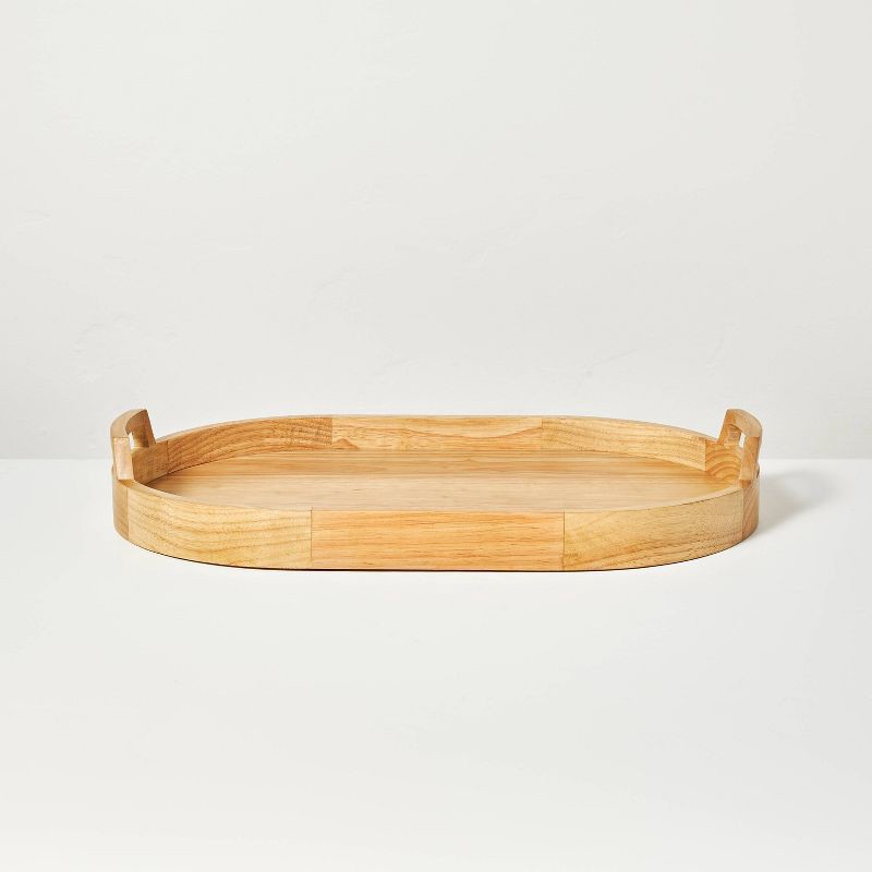 slide 2 of 4, Hearth & Hand with Magnolia 20"x13" Decorative Oval Wood Tray Natural - Hearth & Hand™ with Magnolia, 1 ct