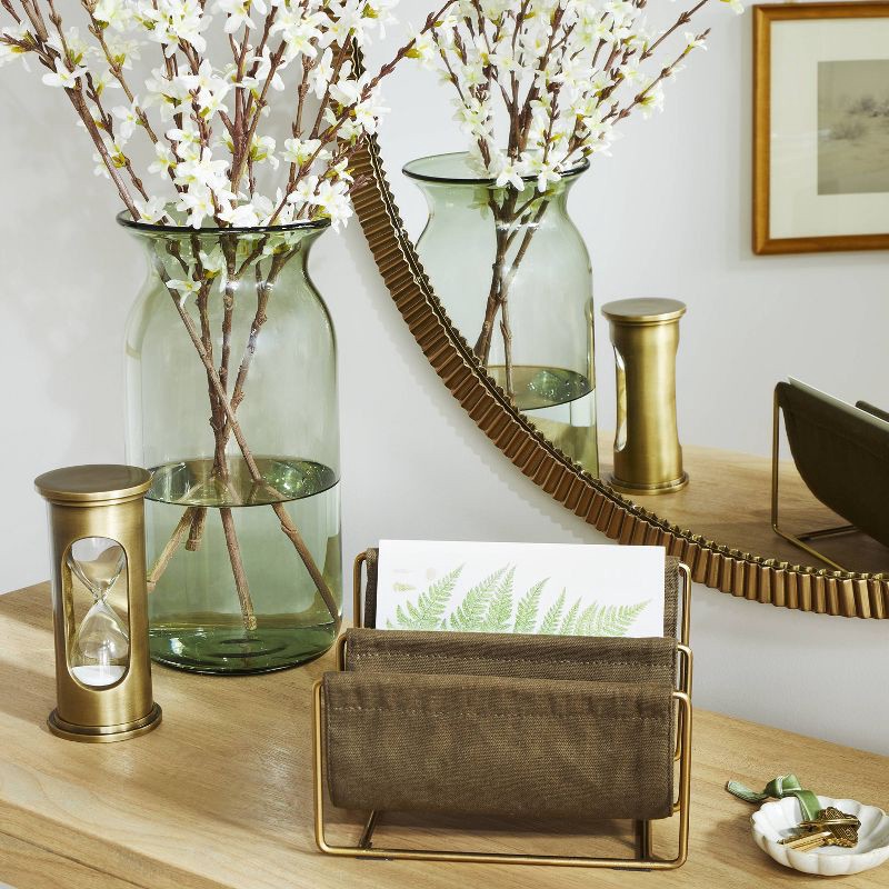 slide 2 of 3, Hearth & Hand with Magnolia Brass & Canvas Mail Organizer Olive - Hearth & Hand™ with Magnolia, 1 ct