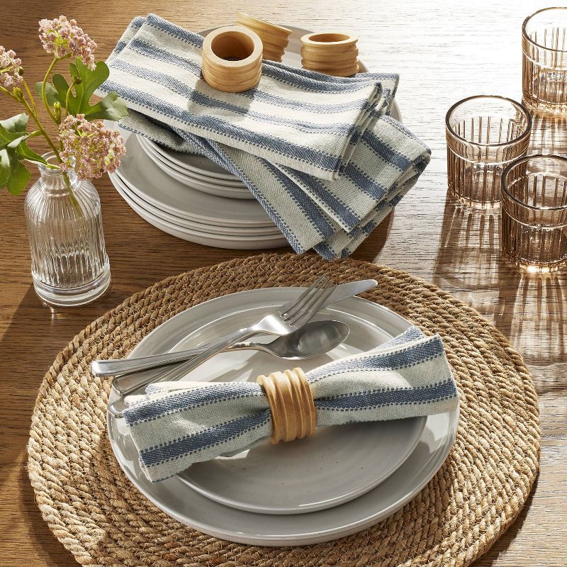 slide 2 of 3, Hearth & Hand with Magnolia 4pk Engineered Stripe Cloth Napkins Blue/Natural - Hearth & Hand™ with Magnolia, 4 ct