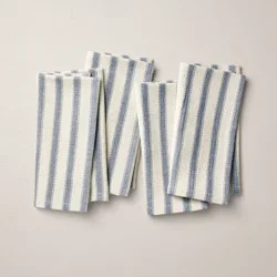 Hearth & Hand with Magnolia 4pk Engineered Stripe Cloth Napkins Blue/Natural - Hearth & Hand™ with Magnolia