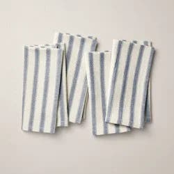 Hearth & Hand with Magnolia 4pk Engineered Stripe Cloth Napkins Blue/Natural - Hearth & Hand™ with Magnolia
