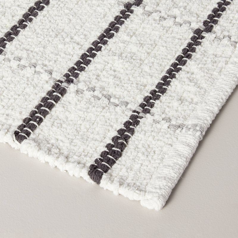 slide 3 of 4, Hearth & Hand with Magnolia 20"x32" Grid Weave Bath Rug Cream/Gray - Hearth & Hand™ with Magnolia: Woven Cotton, Machine Washable, 1 ct