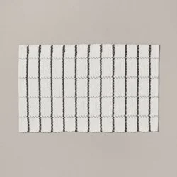 Hearth & Hand with Magnolia 20"x32" Grid Weave Bath Rug Cream/Gray - Hearth & Hand™ with Magnolia: Woven Cotton, Machine Washable