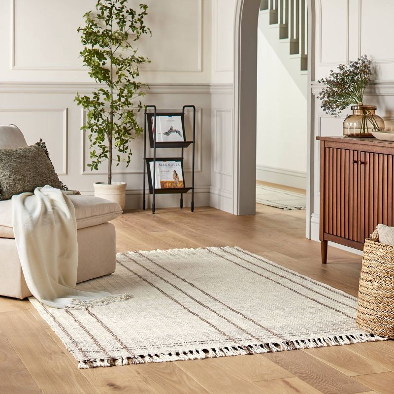 slide 2 of 4, Hearth & Hand with Magnolia 5'x7' Neutral Color Block Plaid Handmade Woven Area Rug Tan/Cream/Cocoa - Hearth & Hand™ with Magnolia: Farmhouse Style, 1 ct