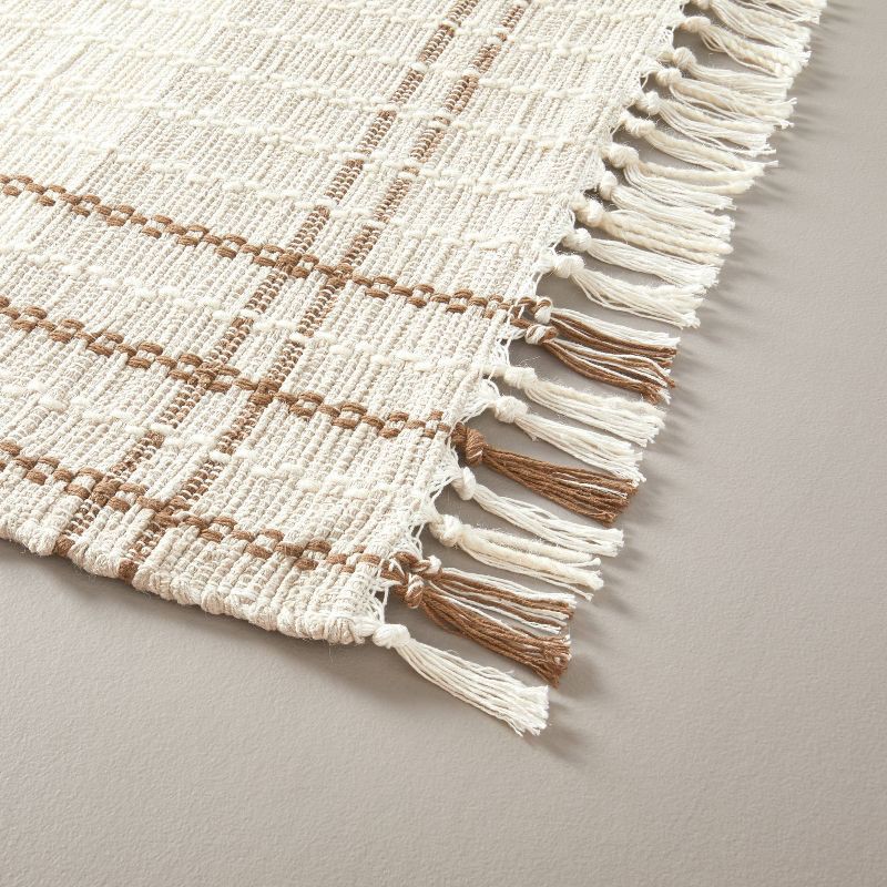 slide 3 of 4, Hearth & Hand with Magnolia 5'x7' Neutral Color Block Plaid Handmade Woven Area Rug Tan/Cream/Cocoa - Hearth & Hand™ with Magnolia: Farmhouse Style, 1 ct