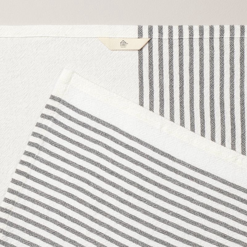 slide 3 of 3, Hearth & Hand with Magnolia Mini Stripe Flour Sack Kitchen Towel Dark Gray/Cream - Hearth & Hand™ with Magnolia: Machine Washable, Cotton Weave, 1 ct