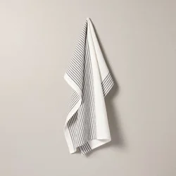 Hearth & Hand with Magnolia Mini Stripe Flour Sack Kitchen Towel Dark Gray/Cream - Hearth & Hand™ with Magnolia: Machine Washable, Cotton Weave