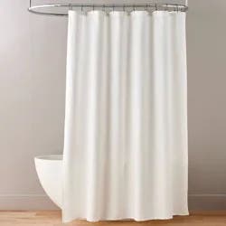 Hearth & Hand with Magnolia Textured Horizontal Stripe Matelassé Shower Curtain Cream - Hearth & Hand™ with Magnolia: Cotton Fabric, Buttonhole Top