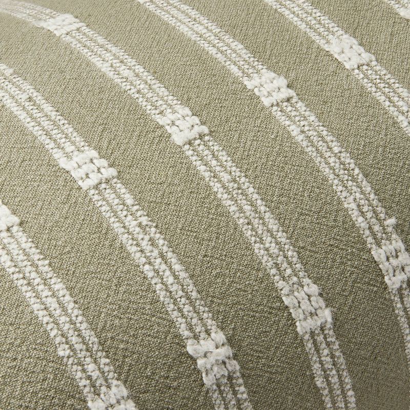 slide 3 of 4, Hearth & Hand with Magnolia 12"x30" Textured Rail Stripe Lumbar Throw Pillow Sage Green/Cream - Hearth & Hand™ with Magnolia, 1 ct