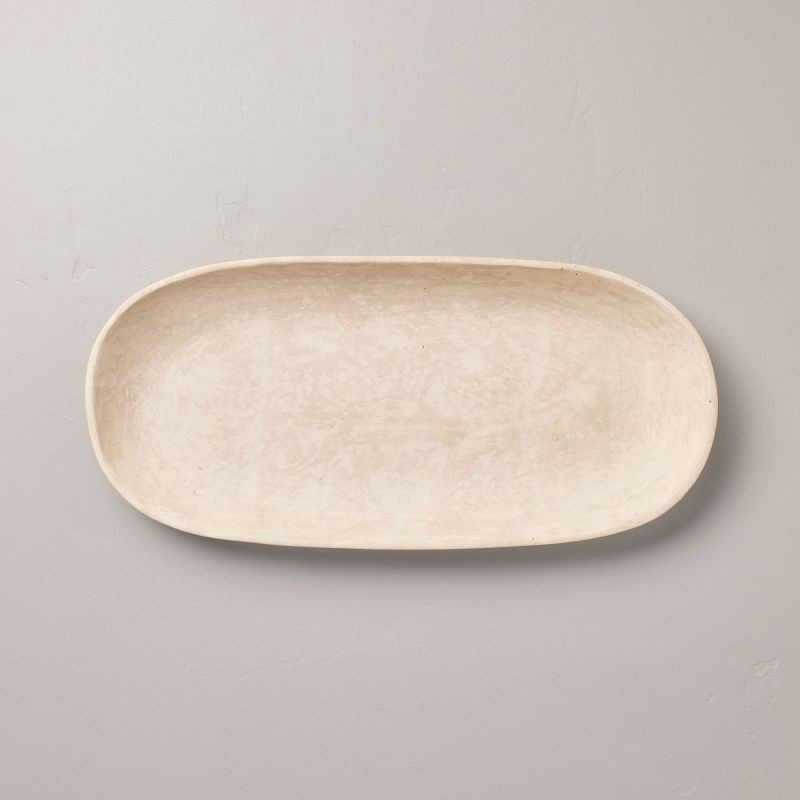 slide 1 of 3, Hearth & Hand with Magnolia 8"x19" Artisan Handcrafted Decorative Oval Tray Cream - Hearth & Hand™ with Magnolia, 1 ct