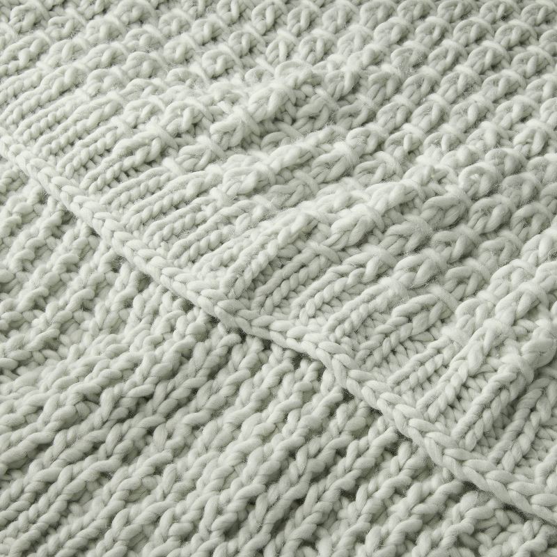 slide 3 of 3, Hearth & Hand with Magnolia Chunky Knit Throw Blanket Light Green - Hearth & Hand™ with Magnolia: Acrylic, Farmhouse Style, Cozy & Warm 50x60", 1 ct