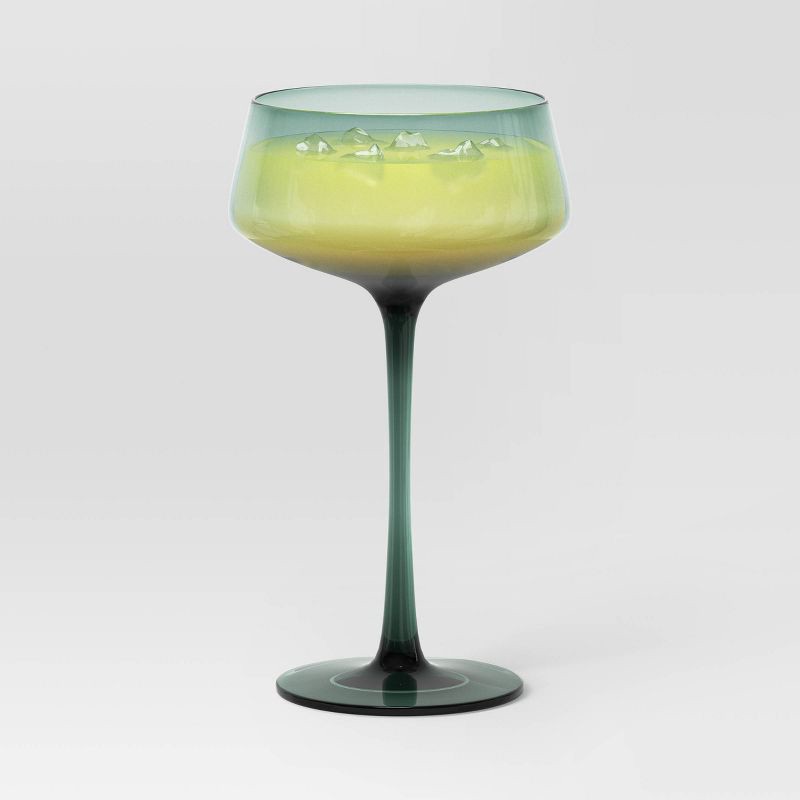 slide 3 of 3, 9.8oz Cocktail Coupe Glass Teal - Threshold™: Lead-Free Martini Drinkware, Dishwasher-Safe, Recycled Content, 9.8 oz