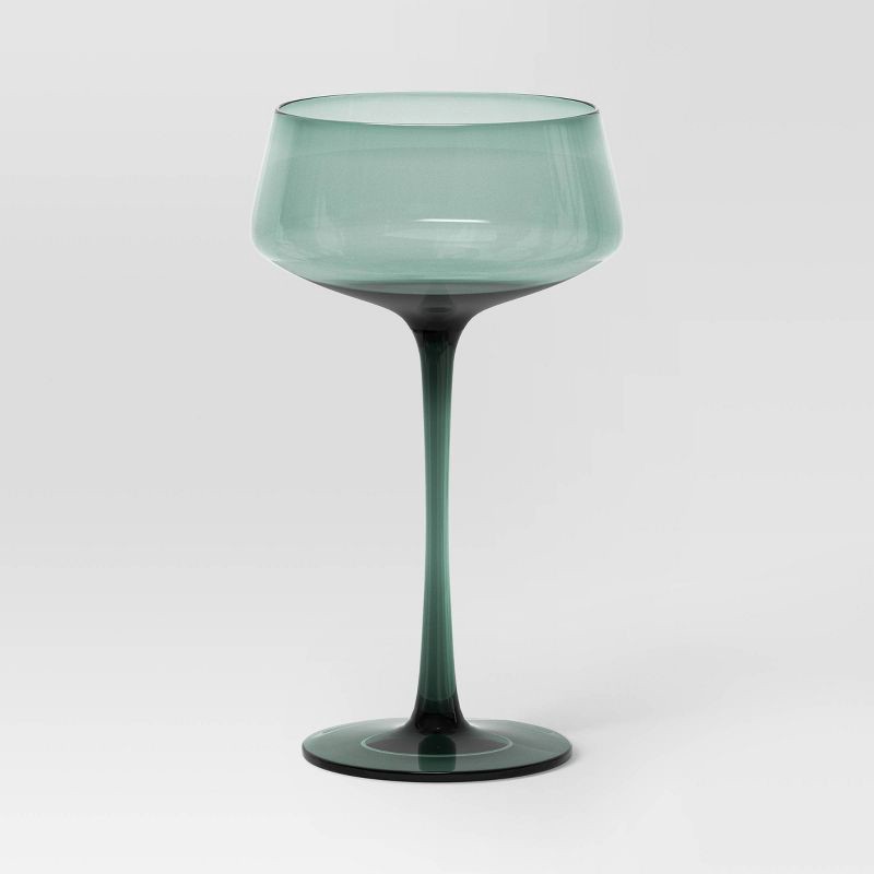 slide 1 of 3, 9.8oz Cocktail Coupe Glass Teal - Threshold™: Lead-Free Martini Drinkware, Dishwasher-Safe, Recycled Content, 9.8 oz