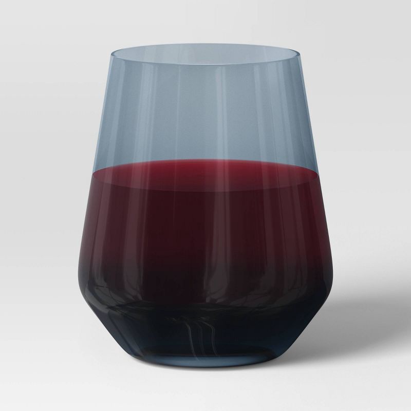 slide 3 of 3, 14.8oz Stemless Wine Glass Blue - Threshold™: Dishwasher-Safe, Recycled Content, Cold Beverages, 14.8 oz