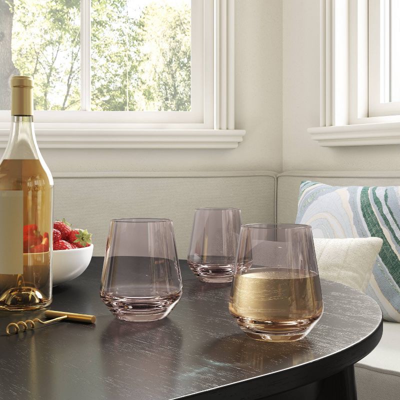 slide 2 of 3, 14.8oz Stemless Wine Glass Pink - Threshold™: Dishwasher-Safe, Recycled Content, Cold Beverages, 14.8 oz