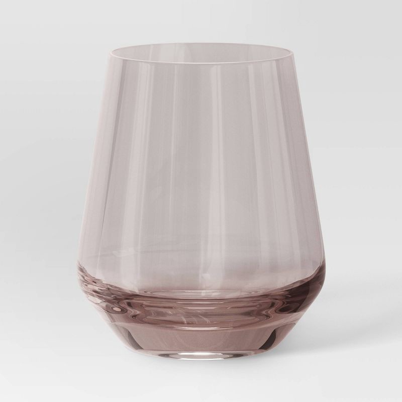 slide 1 of 3, 14.8oz Stemless Wine Glass Pink - Threshold™: Dishwasher-Safe, Recycled Content, Cold Beverages, 14.8 oz