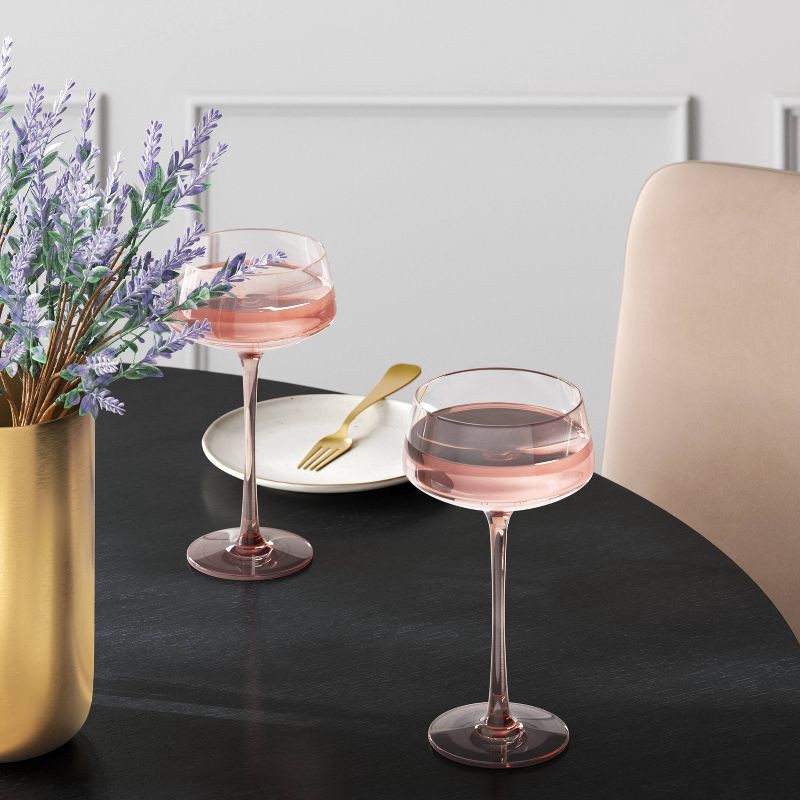 slide 2 of 3, 9.8oz Cocktail Coupe Glass Pink - Threshold™: Dishwasher-Safe, Lead-Free Drinkware, Recycled Content, 9.8 oz