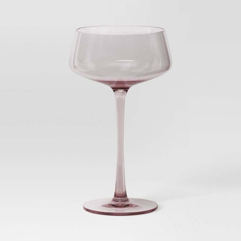slide 1 of 3, 9.8oz Cocktail Coupe Glass Pink - Threshold™: Dishwasher-Safe, Lead-Free Drinkware, Recycled Content, 9.8 oz
