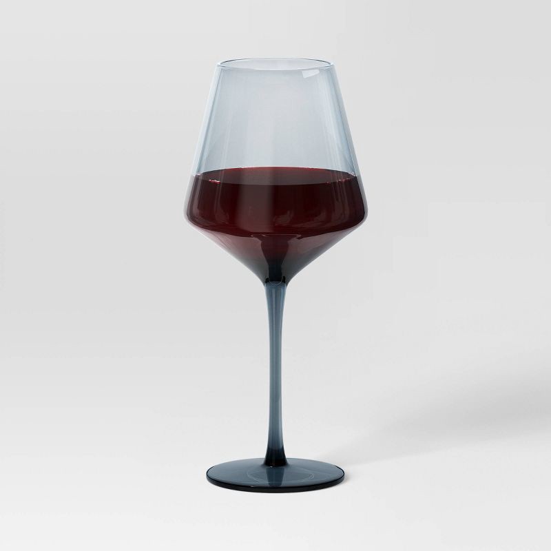 slide 3 of 3, 19.6oz Stemmed Wine Glass Blue - Threshold™: Dishwasher-Safe, Lead-Free, Recycled Content, Cold Beverages, 19.6 oz