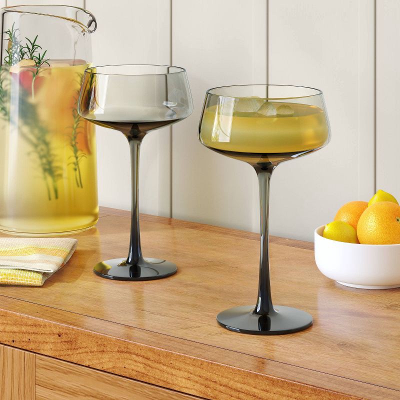 slide 2 of 3, 9.8oz Cocktail Coupe Glass Gray - Threshold™: Hand Blown, Dishwasher-Safe, Recycled Content, Cold Beverages, 9.8 oz