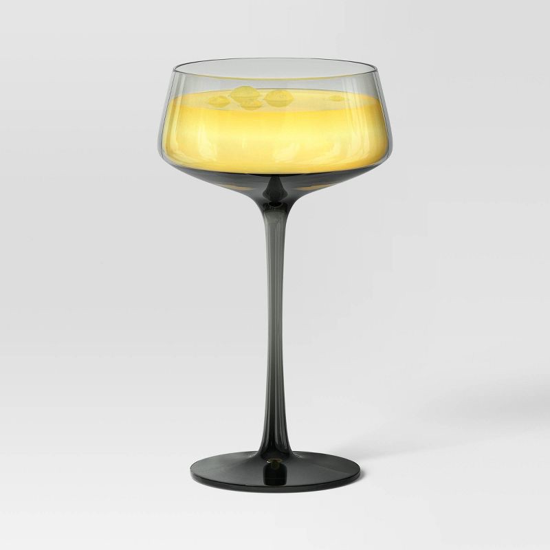 slide 3 of 3, 9.8oz Cocktail Coupe Glass Gray - Threshold™: Hand Blown, Dishwasher-Safe, Recycled Content, Cold Beverages, 9.8 oz