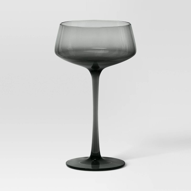 slide 1 of 3, 9.8oz Cocktail Coupe Glass Gray - Threshold™: Hand Blown, Dishwasher-Safe, Recycled Content, Cold Beverages, 9.8 oz