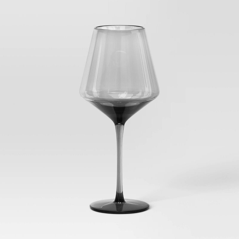 slide 1 of 3, 19.6oz Stemmed Wine Glass Gray - Threshold™: Dishwasher-Safe, Lead-Free, Recycled Content, Cold Beverages, 19.6 oz
