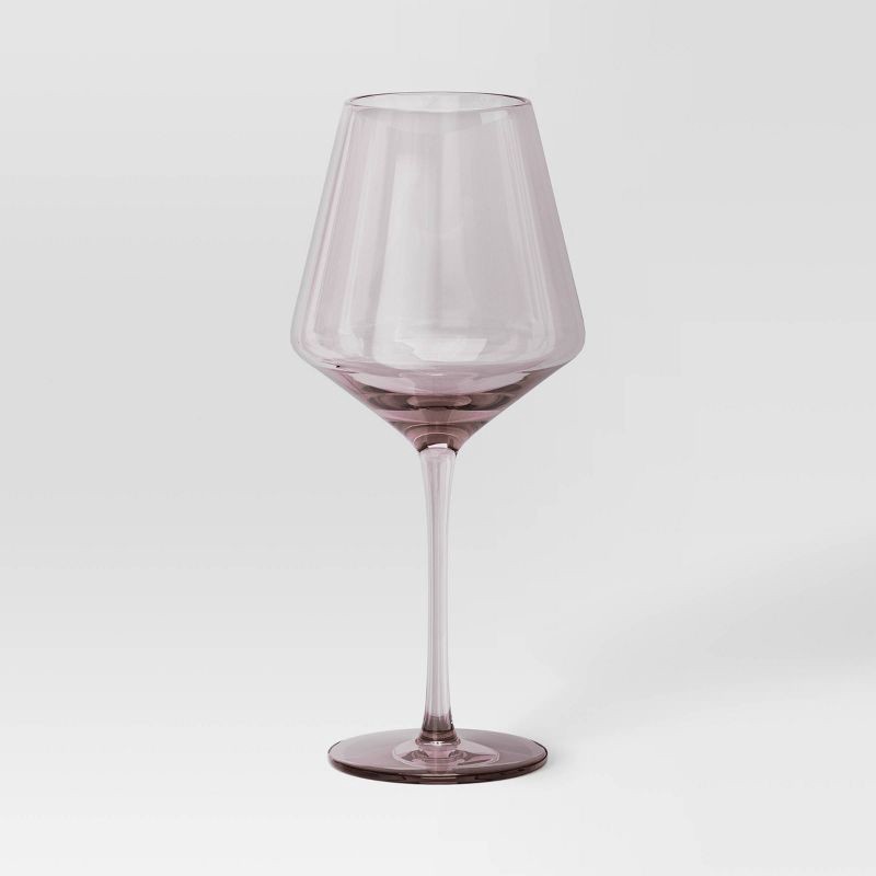 slide 1 of 3, 19.6oz Stemmed Wine Glass Pink - Threshold™: Dishwasher-Safe, Lead-Free, Recycled Content, Cold Beverages, 19.6 oz