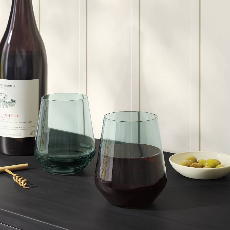 slide 2 of 3, 14.8oz Stemless Wine Glass Teal - Threshold™: Dishwasher-Safe, Lead-Free, Recycled Content, Cold Beverages, 14.8 oz