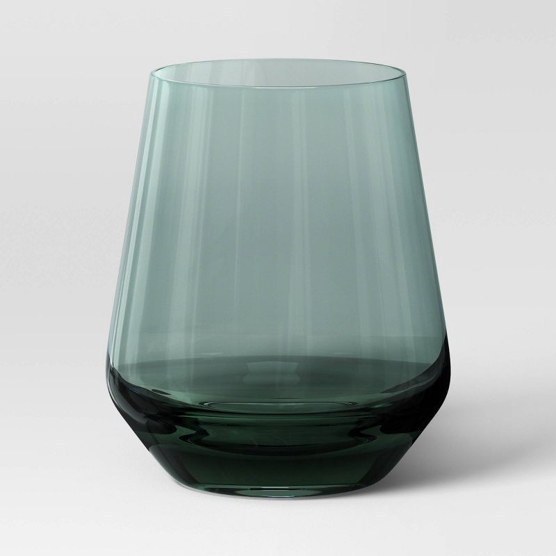 slide 1 of 3, 14.8oz Stemless Wine Glass Teal - Threshold™: Dishwasher-Safe, Lead-Free, Recycled Content, Cold Beverages, 14.8 oz