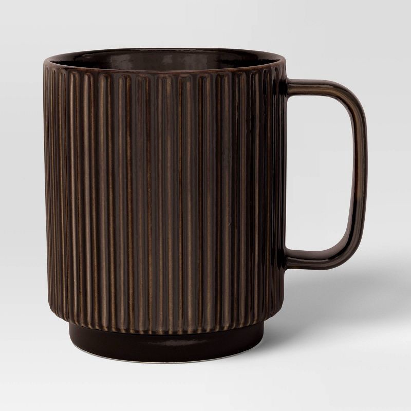 slide 1 of 3, 16oz Moira Ceramic Mug Black - Threshold™, 16 oz