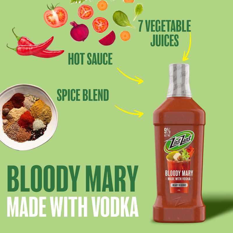 slide 8 of 10, Zing Zang Bloody Mary RTS Cocktail - 1.75L Bottle, 1.75 liter