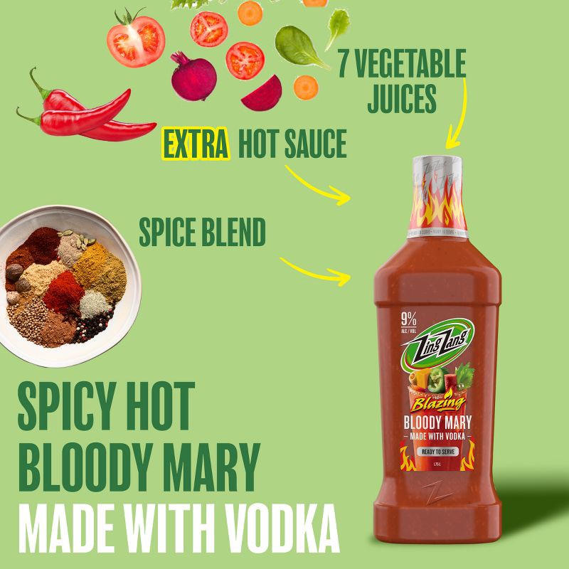 slide 2 of 8, Zing Zang Blazing Bloody Mary RTS Cocktail - 1.75L, 1.75 liter